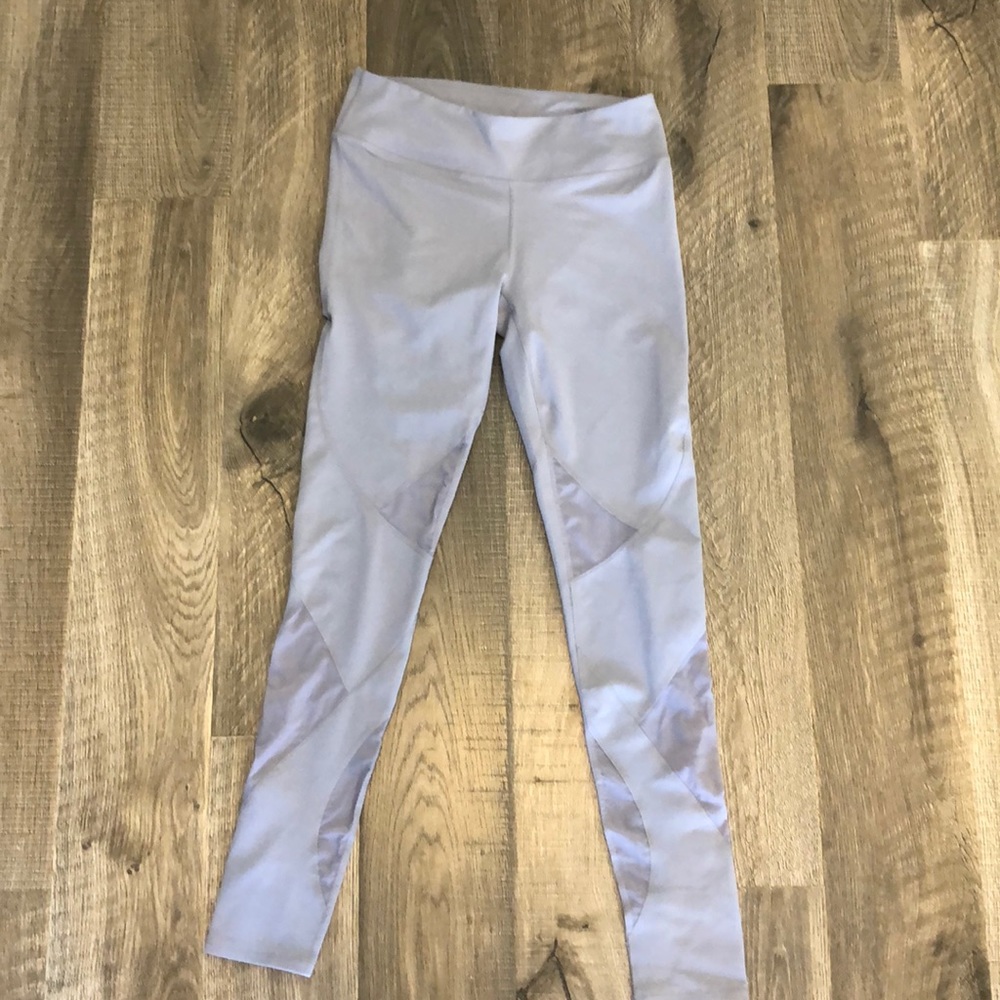 Fabletics grey leggings with bottom mesh design